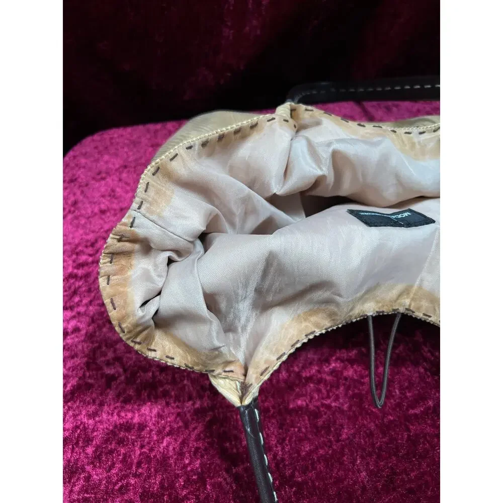 Vintage Moda International Corduroy Shoulder Bag - Tan Cotton Brown PVC Tote
